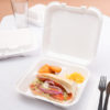 SN203-WHT 9" x 9" White Large 3-Comp Foam Container with Hinged Lid - 200/Case - Image 2