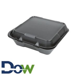 SN200-BK 9" x 9" Black Large 1-Comp Foam Container with Hinged Lid - 200/Case