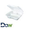SN203-WHT 9" x 9" White Large 3-Comp Foam Container with Hinged Lid - 200/Case