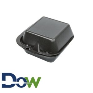 SN225-BK 6" x 6" Black Small 1-Comp Foam Container with Hinged Lid - 500/Case