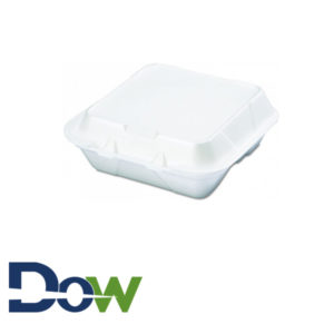 SN240-WHT 8" x 8" White Medium 1-Comp Foam Container with Hinged Lid - 200/Case