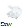 SN243-WHT 8" x 8" White Medium 3-Comp Foam Container with Hinged Lid - 200/Case