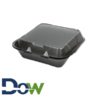 SN243-BK 8" x 8" Black Medium 3-Comp Foam Container with Hinged Lid - 200/Case