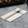 15 1/2" x 15 1/2" FashnPoint White/Blue Dishtowel Print Dinner Napkin - 800/Case - Image 3