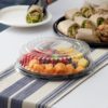Clear PET High Dome Lid For 12" Round Black Catering Tray - 50/Case - Image 2