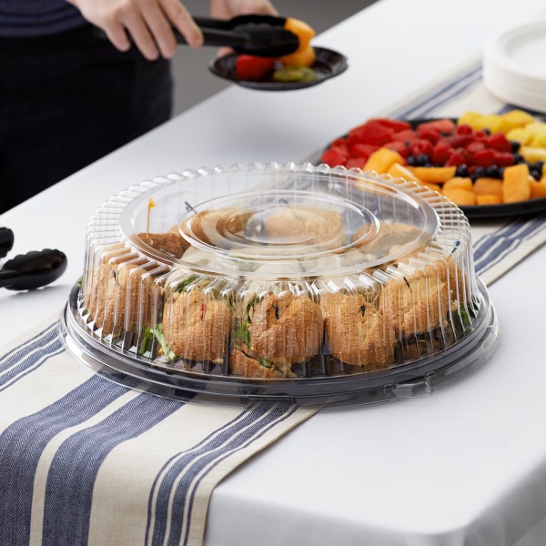 Visions 12 Clear PET Plastic Round Catering Tray High Dome Lid - 25/Case