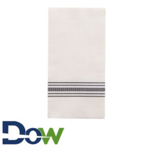 15 1/2" x 15 1/2" FashnPoint White/Black Dishtowel Print Dinner Napkin - 800/Case