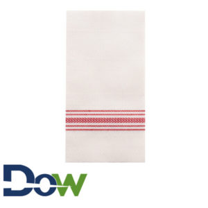 15 1/2" x 15 1/2" FashnPoint White/Red Dishtowel Print Dinner Napkin - 800/Case