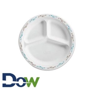 10¼" Molded Fiber Plate 3-Compartment, White - 500/Case