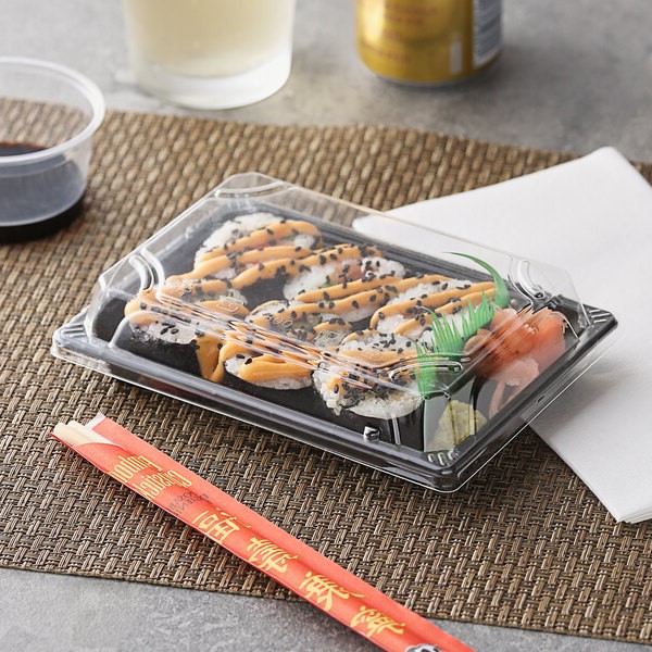 4 1/2 x 6 1/2 Medium Sushi Container with Lid - 500/Case