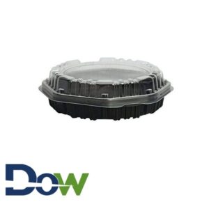 7.5" Black/Clear Microwavable PP Plastic Hinged Container - 100/Case