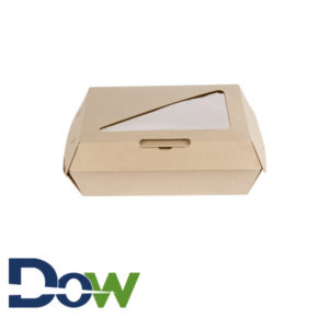 8" x 6" x 3" Corrugated Clamshell Take-Out Box with Window - 200/Case