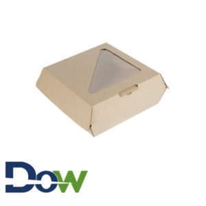 8" x 8" x 3" Corrugated Clamshell Take-Out Box with Window - 110/Case