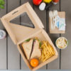 8" x 8" x 3" Corrugated Clamshell Take-Out Box with Window - 110/Case - Image 2