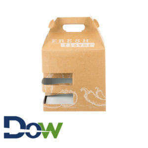 8" x 6" x 8" Barn Take Out Lunch Box with Cup Holder and Fresh Print Design - 100/Case