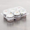 6-Cups Low Dome Clear Hinged OPS Plastic 4oz Muffin Container - 300/Case - Image 2