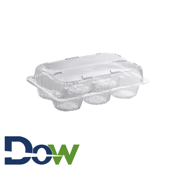 5 – 24 Compartment Clear High Dome Cupcake Containers Boxes with baking cup  liners – Great for high topping – 5 boxes 24 slot each – Plus White standard  size baking cups – Decony