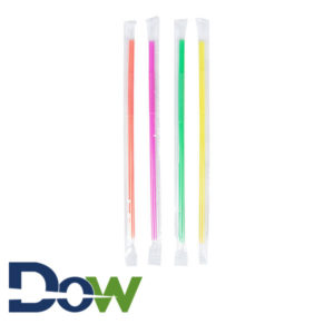 8¾" Jumbo Neon Crazy Flexible Straw, Wrapped - 500/Box
