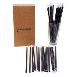 7 3/4" Jumbo Black Plastic Straw, Wrapped - 500/Box